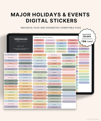 Major Holidays & Events (Pastels) Digital Stickers KDigitalStudio