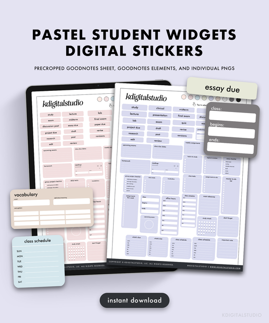 Widgets para estudiantes en colores pastel