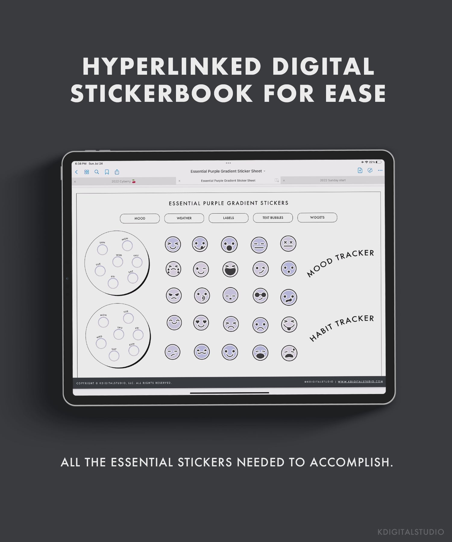 Essential Purple Gradient Digital Stickers