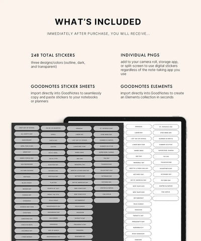 Major Holidays & Events (Neutrals) Digital Stickers KDigitalStudio