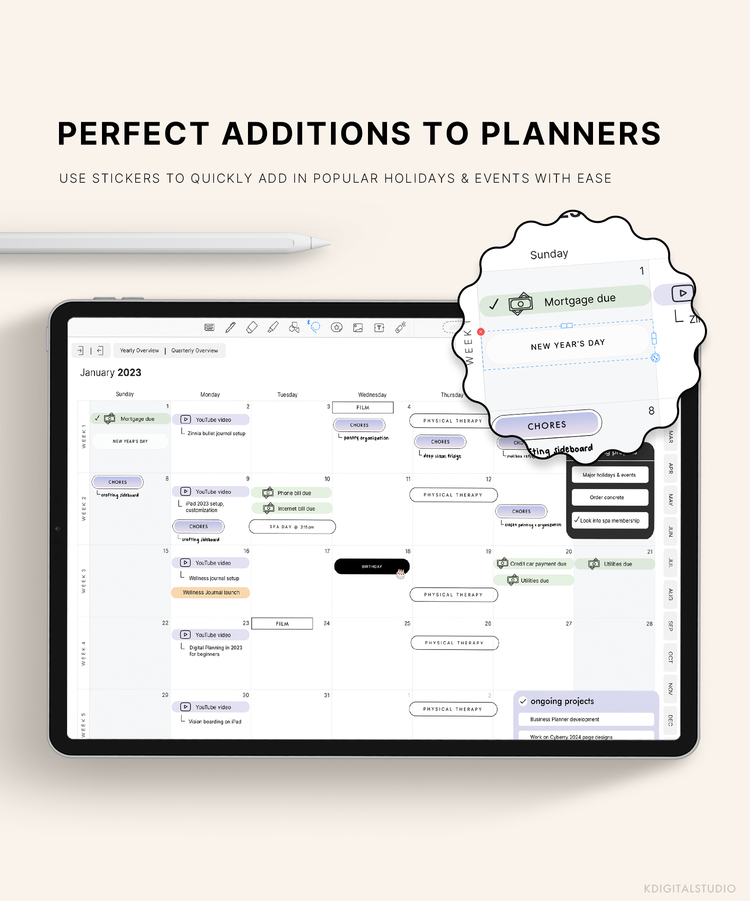 Principales días festivos y eventos (neutrales) Calcomanías digitales