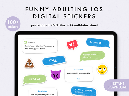 Adulting iOS Digital Stickers