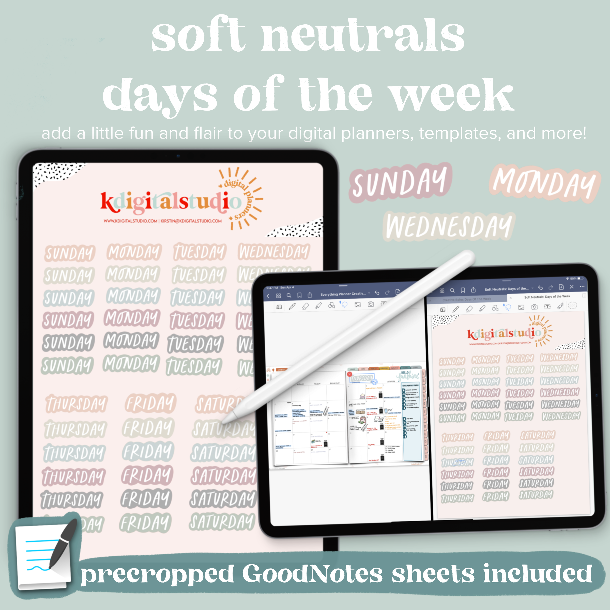Pegatinas digitales de días de la semana