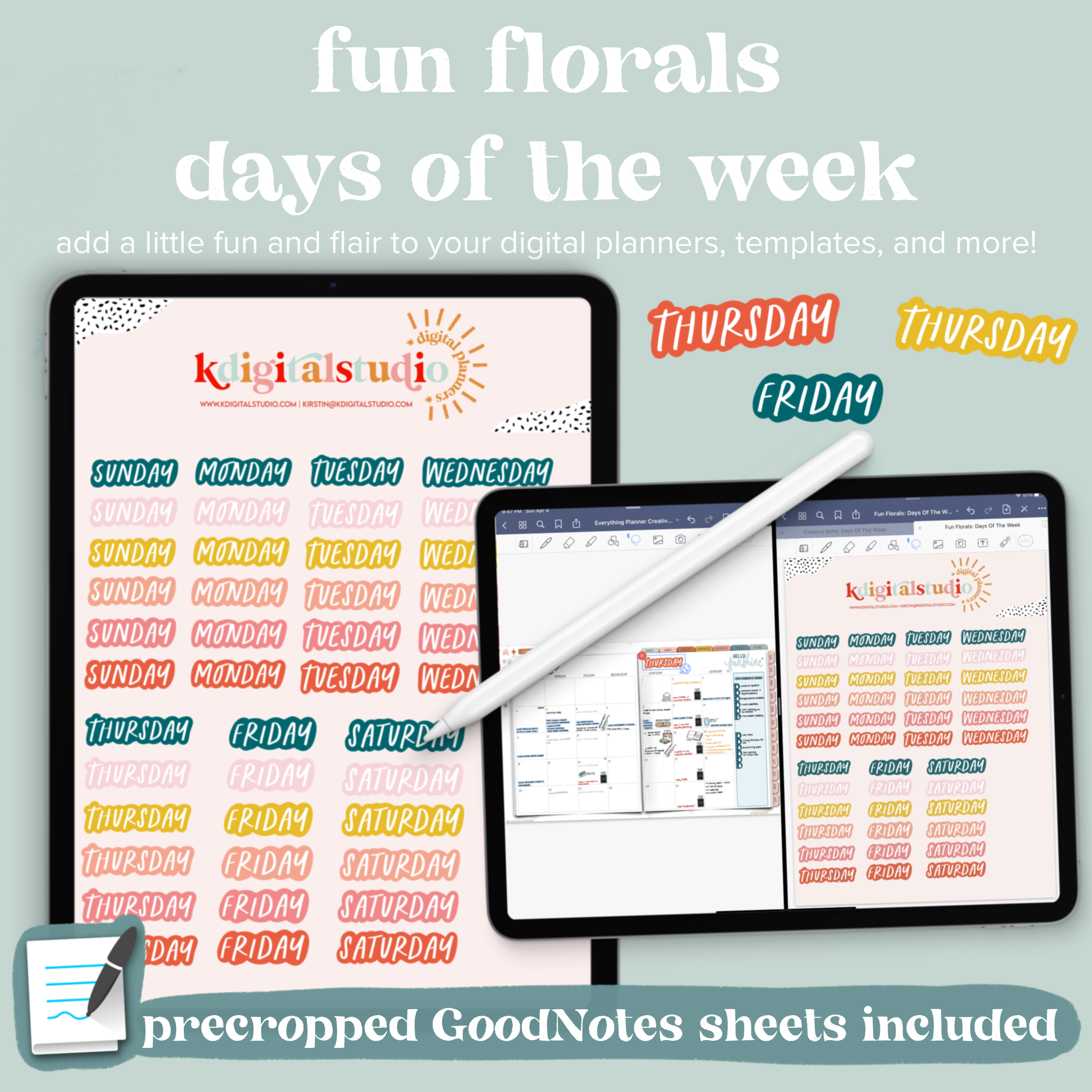 Pegatinas digitales de días de la semana