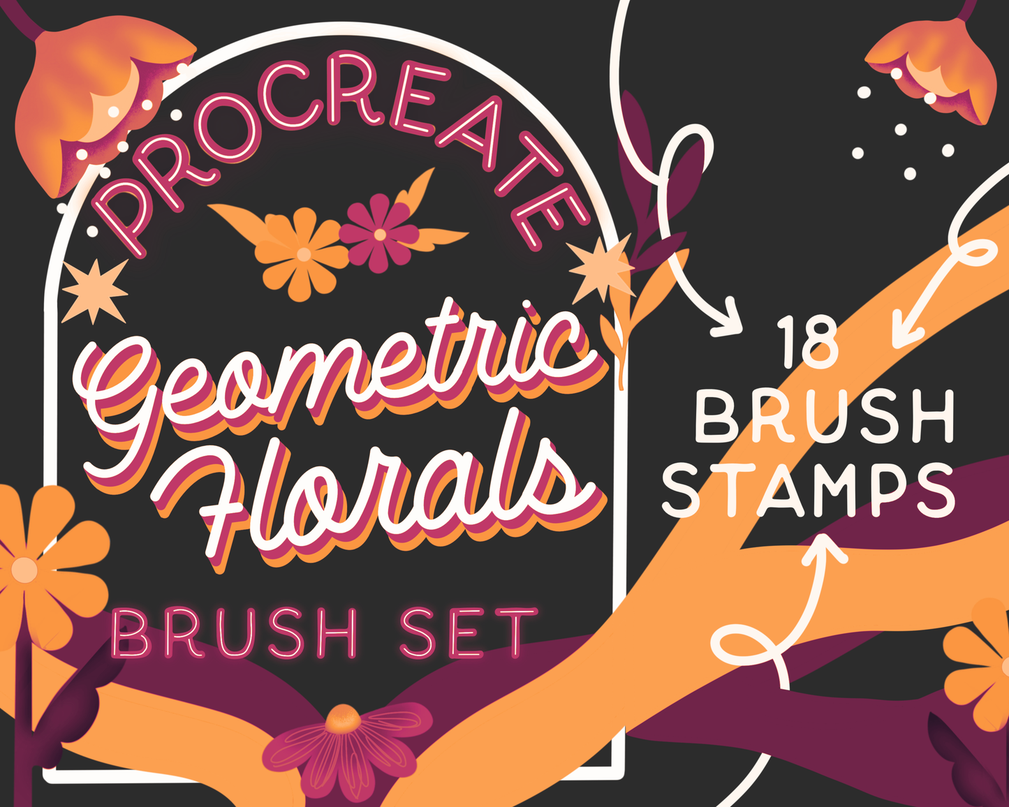 Geometric Florals Procreate Stamp Set