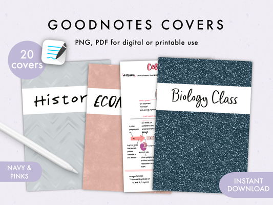 Navy & Pink GoodNotes Covers