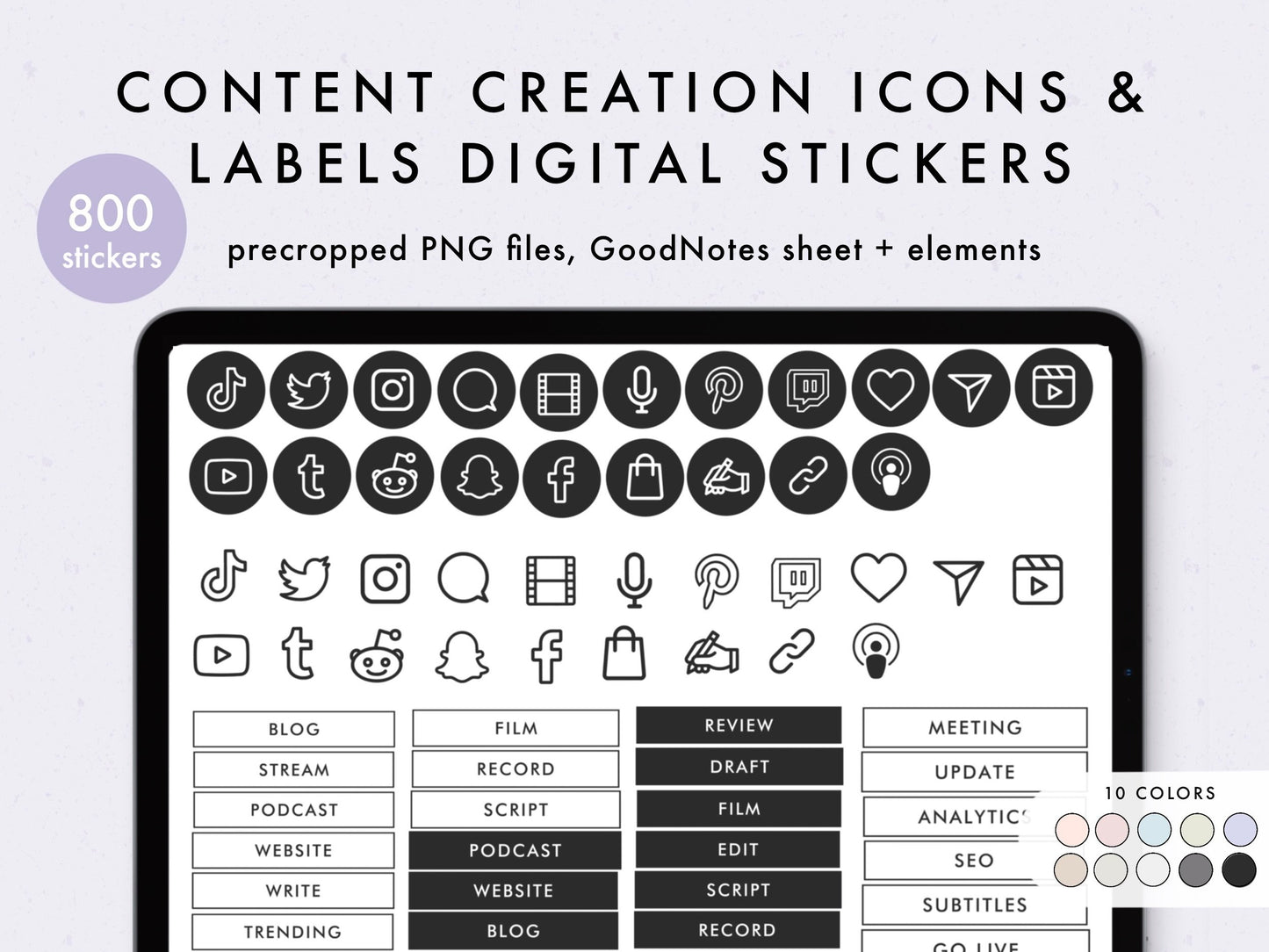 Content Creation Icons & Labels