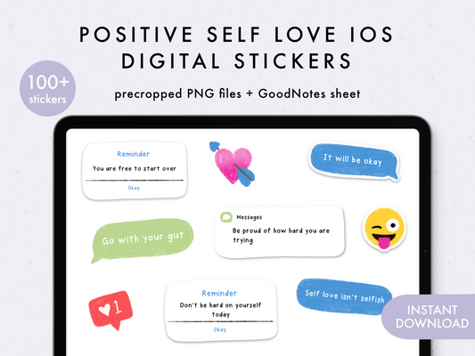 Pegatinas digitales iOS de amor propio