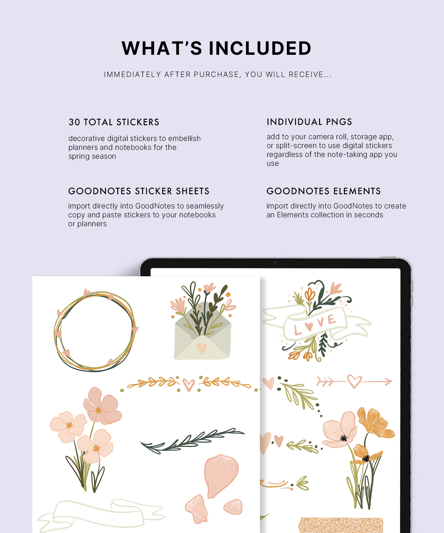 Pegatinas digitales de prado de primavera