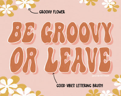 70s Lettering Brush and Stamp Set for Procreate KDigitalStudio