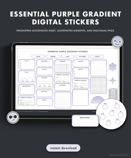 Essential Purple Gradient Digital Stickers
