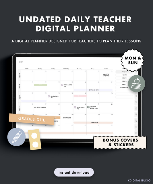 Planificador digital diario para profesores sin fecha