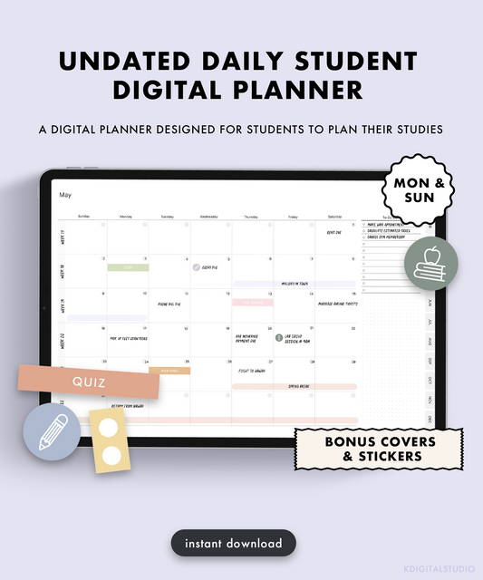 Undated Daily Student Digital Planners