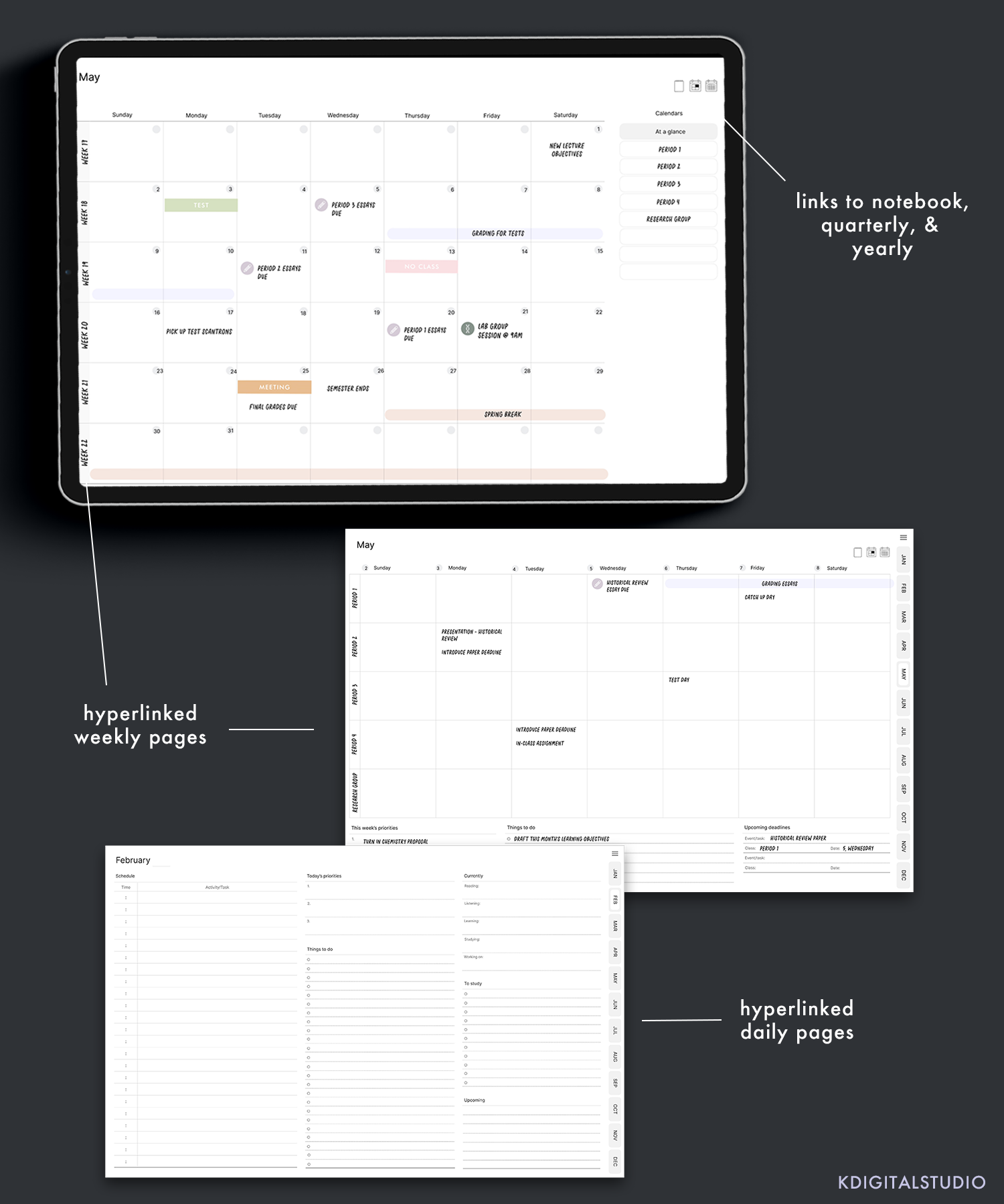 Planificador digital diario para profesores sin fecha