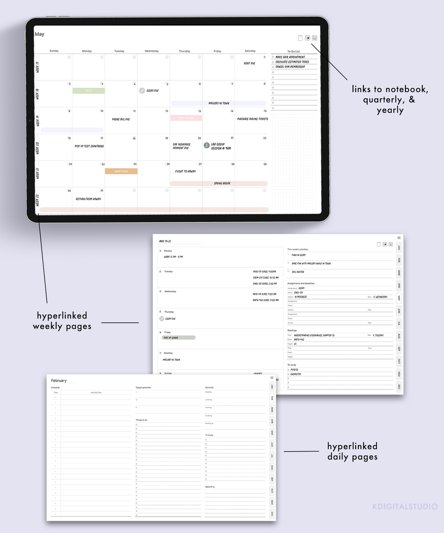 Undated Daily Student Digital Planners