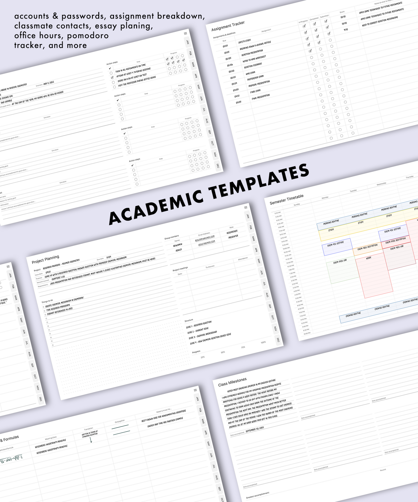 Planificadores digitales diarios para estudiantes sin fecha